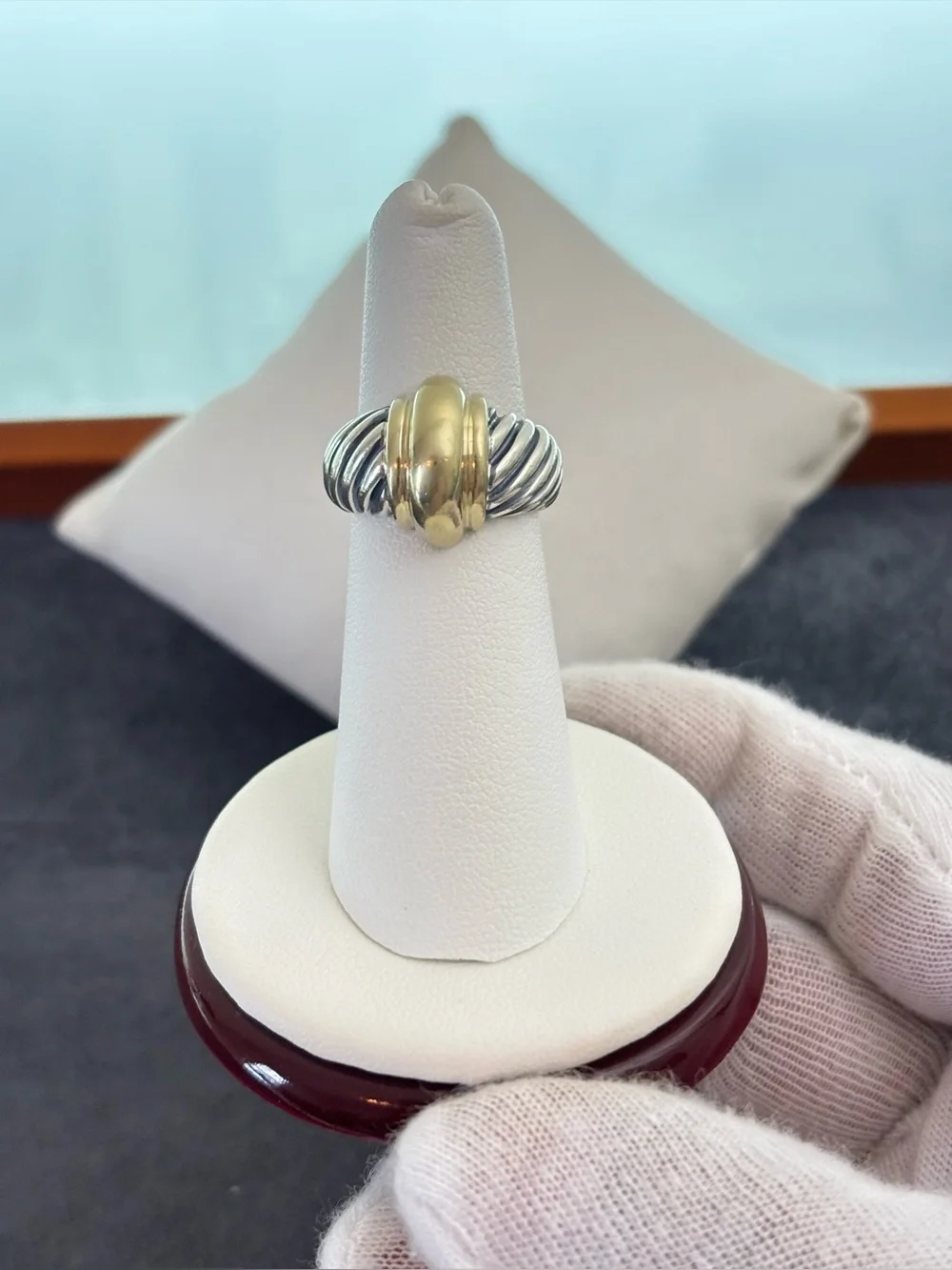 David Yurman 925 & 14k Gold Classic Cable Dome Ring 5.5